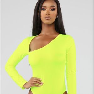 NEVER WORN Neon Yellow Bodysuit